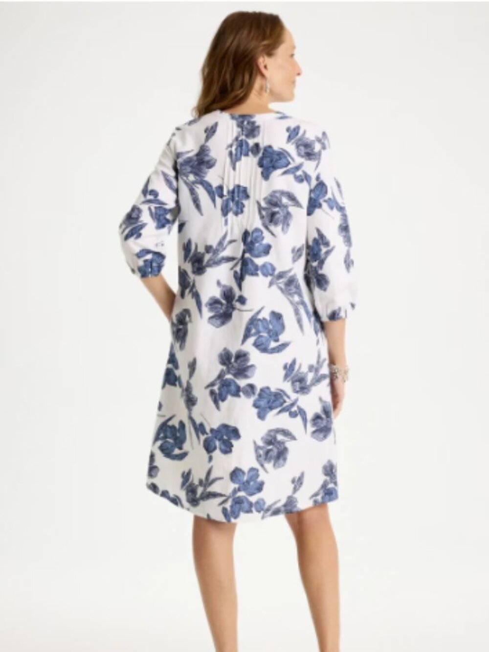Chico's Floral Linen-Cotton Pintuck Dress - Picture 2 of 2